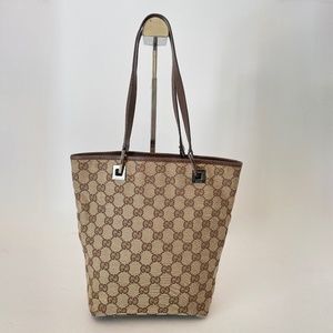 Gucci GG Monogram Brown Canvas Small Tote Shoulder Bag